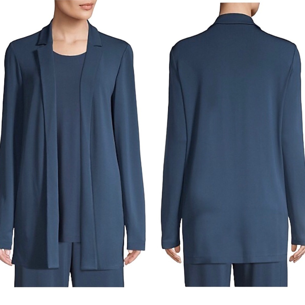 Lafayette 148 Rainey Matte Jersey Jacket Dungaree Blue XL
